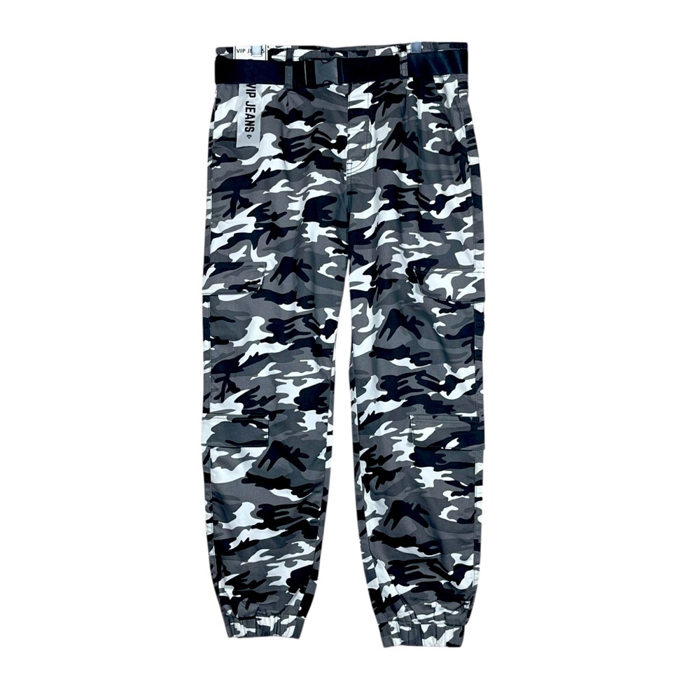 V.I.P. Black & White High Waisted Skinny Camo Cargo Jogger NWT Size 13/31